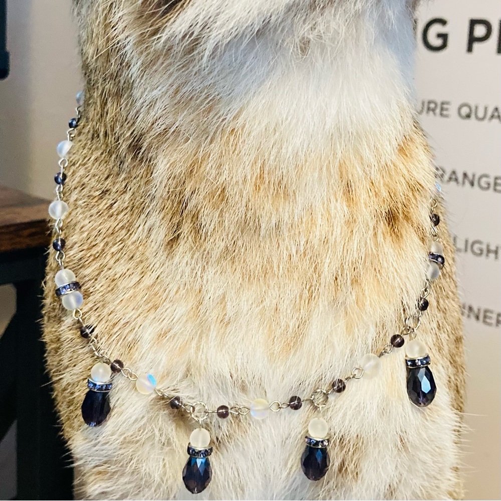 grape beaded silver necklace jewlery